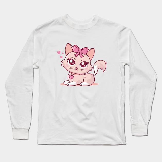 Coquette Cat Long Sleeve T-Shirt by zoljo